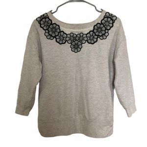 Anthro Saturday Sunday Lace Fleece Lined Sweater